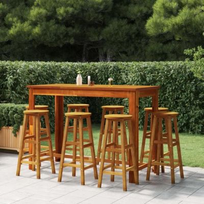 vidaXL Tabourets de bar 8 pcs Bois massif d'acacia