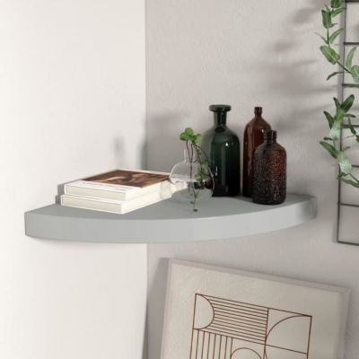 vidaXL étagère d'angle flottante Gris 35x35x3,8 cm MDF