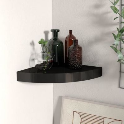vidaXL étagère d'angle flottante Noir 25x25x3,8 cm MDF