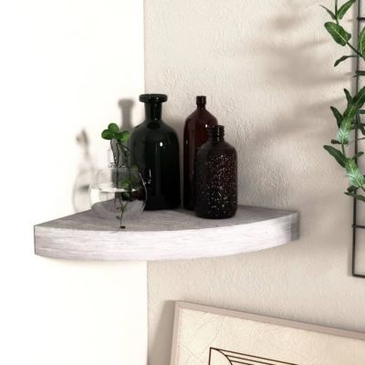 vidaXL étagère d'angle murale Gris béton 25x25x3,8 cm MDF