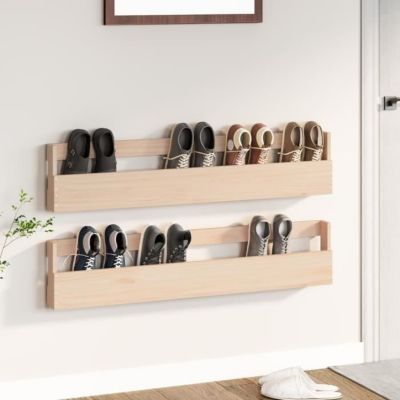 vidaXL étagères à chaussures murales 2 pcs 110x9x23 cm Pin massif 833275