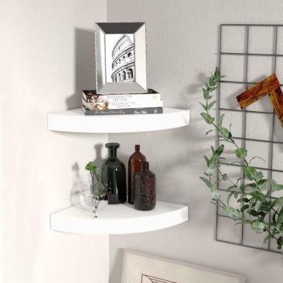 vidaXL étagères d'angle flottantes 2 pcs Blanc 25x25x3,8 cm MDF