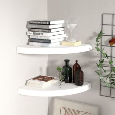 vidaXL étagères d'angle flottantes 2 pcs Blanc 35x35x3,8 cm MDF