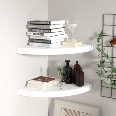 vidaXL étagères d'angle flottantes 2pcs Blanc brillant 35x35x3,8cm MDF