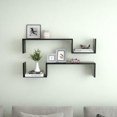 vidaXL étagères murales 2 pcs Noir 100x15x20 cm Aggloméré