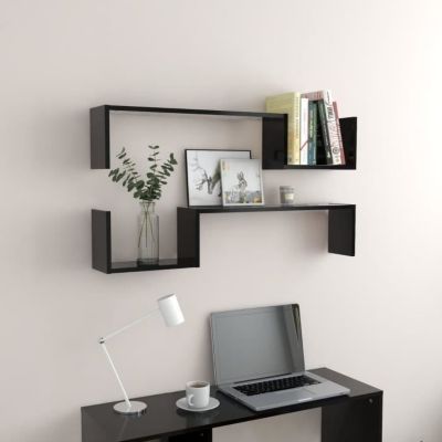 vidaXL étagères murales 2 pcs Noir 100x15x20 cm Aggloméré