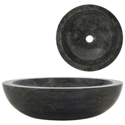 vidaXL évier Marbre Noir Pierre Naturelle Lave-Mains Lavabo Salle de Bain 142774