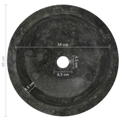 vidaXL évier Marbre Noir Pierre Naturelle Lave-Mains Lavabo Salle de Bain 142774