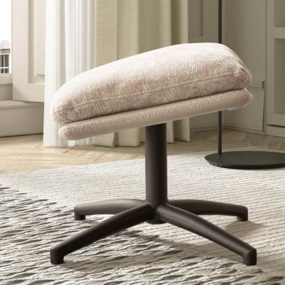 VIGO - Fauteuil Pivotant  avec Repose Pieds Bi-Matière Beige
