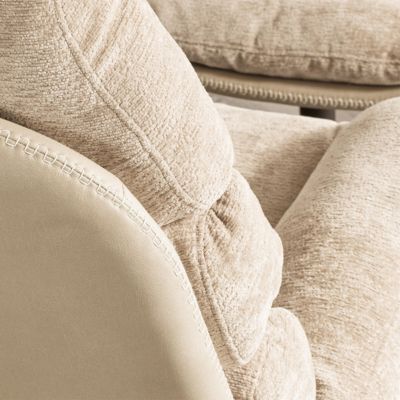 VIGO - Fauteuil Pivotant  avec Repose Pieds Bi-Matière Beige