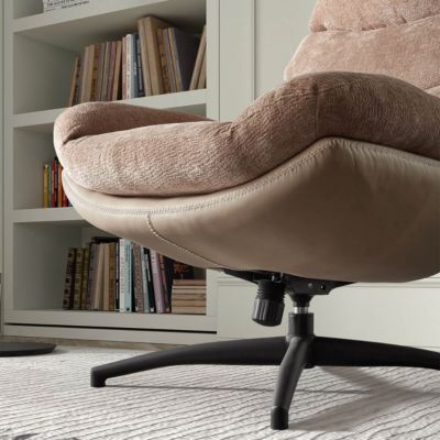 VIGO - Fauteuil Pivotant  avec Repose Pieds Bi-Matière Saumon