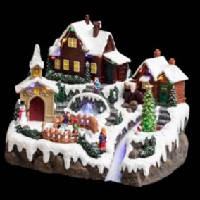 Village de noël lac gelé animé/musical 28 led + transfo - feeric lights & christmas