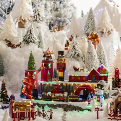 Village lumineux atelier du père noël 75 led l.57,5cm musical  - feeric lights & christmas