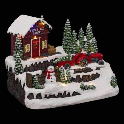 Village lumineux bonhomme de neige et tracteur 10 led h.23cm musical - feeric lights & christmas