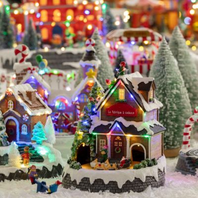 Village lumineux fabrique des cadeaux musical 24 led - feeric lights & christmas