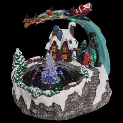 Village lumineux fontaine père Noël et traineau 20 LED - Atmosphera
