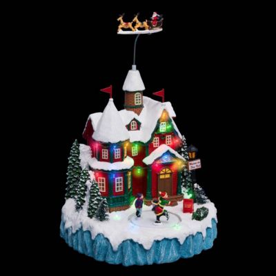 Village lumineux maison du père noël 22 led h.34,5cm musical  - feeric lights & christmas