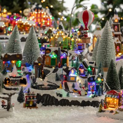 Village lumineux montgolfière musical 46 LED - Atmosphera