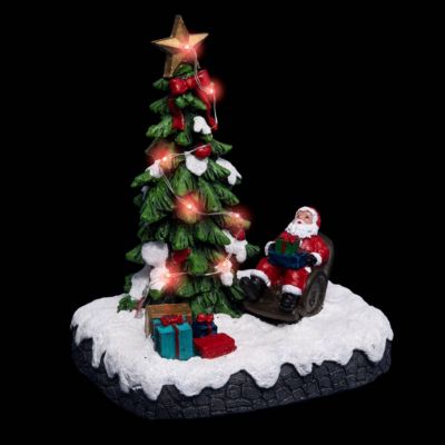 Village lumineux père noël dans son fauteuil 8 led - feeric lights & christmas