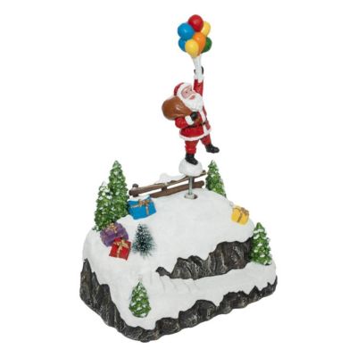 Village lumineux père noël et ballons 6 led h.22,5cm  - feeric lights & christmas