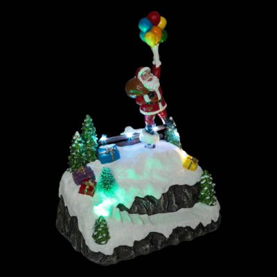 Village lumineux père noël et ballons 6 led h.22,5cm  - feeric lights & christmas