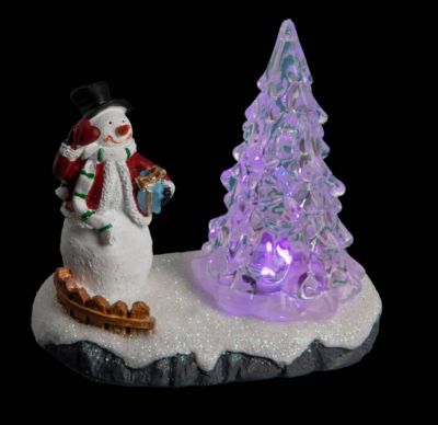 Village lumineux personnage et sapin 1 led h.9,5cm assorti - feeric lights & christmas