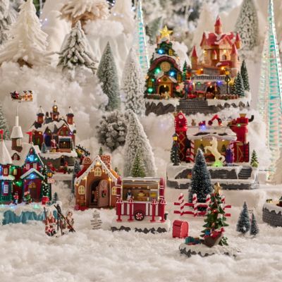 Village lumineux stand gâteau 8 LED musical  - Atmosphera