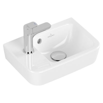 Villeroy & Boch O.novo, pack lave-mains avec robinetterie, bonde clic-clac, siphon chromé et kit de fixation