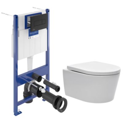 Villeroy & Boch Pack WC Bâti-support sol mur + WC SAT sans bride ...