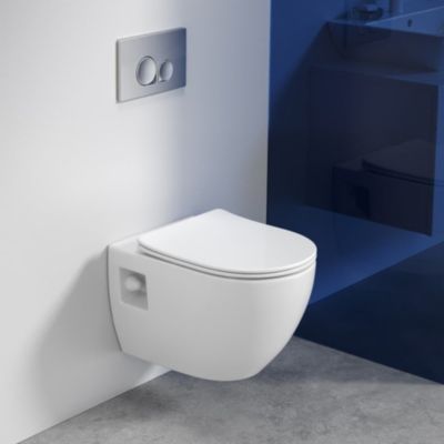 Villeroy & Boch Pack WC Bâti-support Villeroy & Boch ViConnect + WC sans bride SAT + Abattant SoftClose + Plaque Blanche