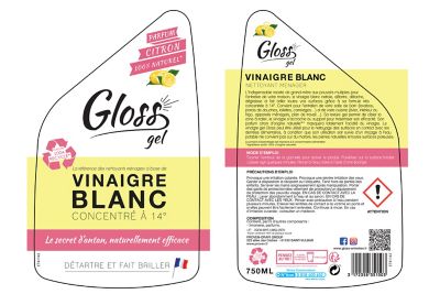 Vinaigre blanc gel multi-usages Gloss parfum citron 750 ml