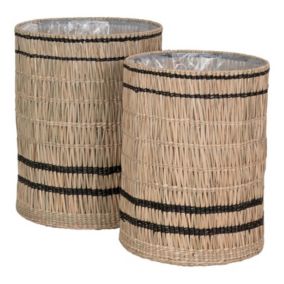 Vinh Planter - 2 pots de fleurs, en herbe marine, ronds, naturels