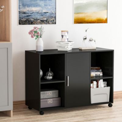 Vinsetto Support Imprimante Caisson Roulant Bureau - Meuble Organisation 80x40x72 Cm Bois Chêne Clair Avec Tiroirs Et Étagères