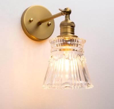 Vintage Industriel Applique Murale E27 Luminaires Intérieur Abat-jour en Verre à Rayures Pétales Lampe Murale pour SalonChambre Sa