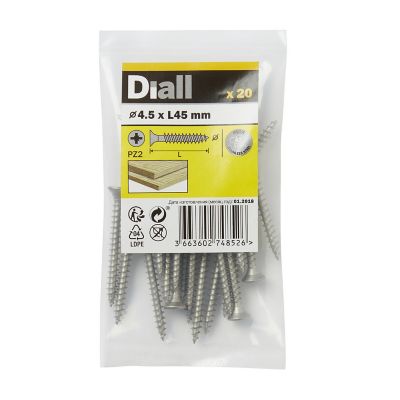 Vis à bois en acier inoxydable A2 pozidriv 4.5x45 mm - 20 pièces