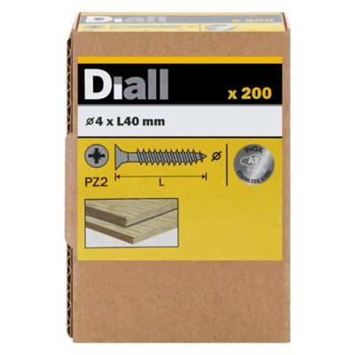 Vis à bois en acier inoxydable A2 pozidriv 4x40 mm - 200 pièces