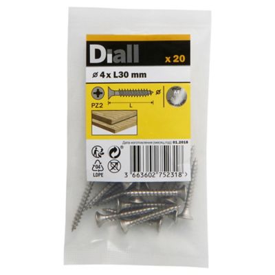 Vis à bois en acier inoxydable A4 pozidriv 4x30 mm - 20 pièces