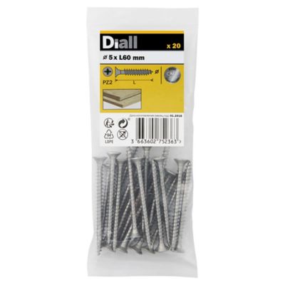 Vis à bois en acier inoxydable A4 pozidriv 5x60 mm - 20 pièces