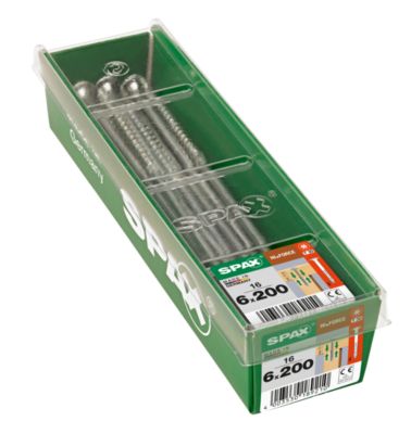 SPAX Lot de 100 vis acier tête fraisée torx SPAX, Diam.6 mm x L.100 mm