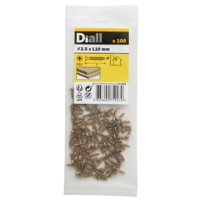 Vis à bois pozidriv tête fraisée zinguée jaune 2.5x10 mm - 100 pièces