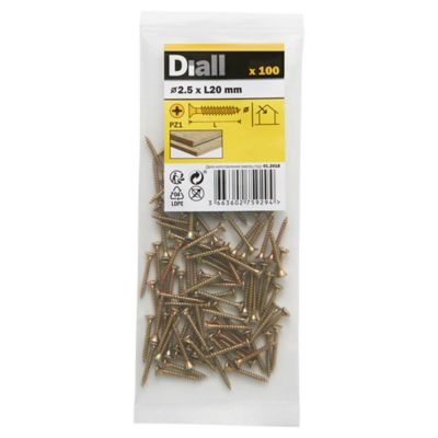 Vis à bois pozidriv tête fraisée zinguée jaune 2.5x20 mm - 100 pièces