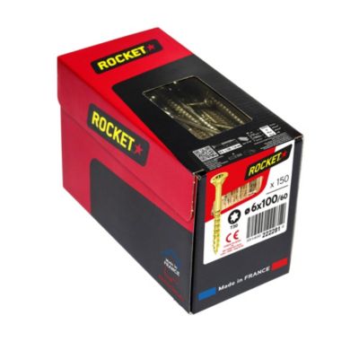 Vis à bois Rocket tête fraisée 6x100mm- 150 pièces