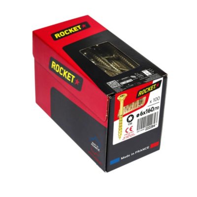 Vis à bois Rocket tête fraisée 6x160mm- 100 pièces