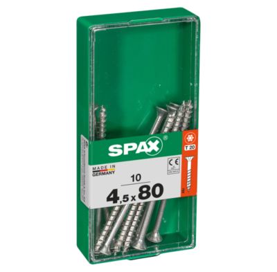 Vis à bois tête fraisé torx Wirox Spax 4,5x80mm - 10 pièces