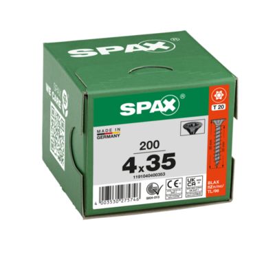 Vis à bois tête fraisée Spax Blax torx 4 x 35 mm filetage total - 200 pièces