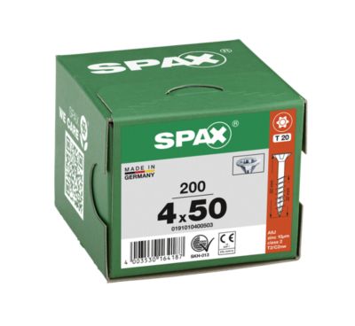 Vis à bois tête fraisée Spax Wirox torx 4 x 50 mm filetage partiel - 200 pièces