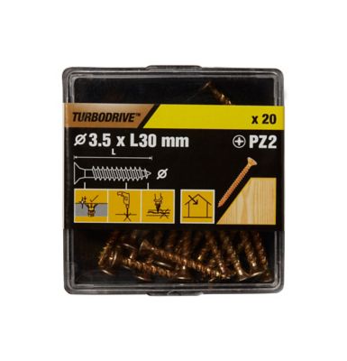 Vis à bois Turbodrive Premium pozidriv zinguée jaune 3.5x30 mm - 20 pièces