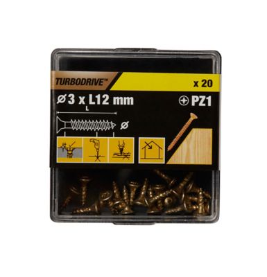 Vis à bois Turbodrive Premium pozidriv zinguée jaune 3x12 mm - 20 pièces