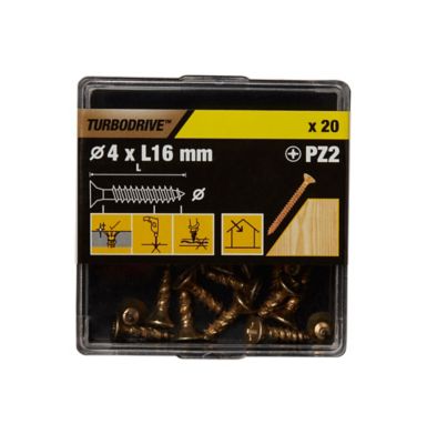 Vis à bois Turbodrive Premium pozidriv zinguée jaune 4x16 mm - 20 pièces