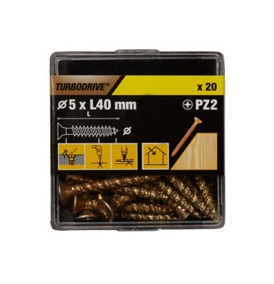 Vis à bois Turbodrive Premium pozidriv zinguée jaune 5x40 mm - 20 pièces